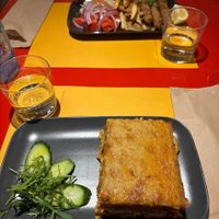 Souvlaki and pastitio at Veganaki in Athens