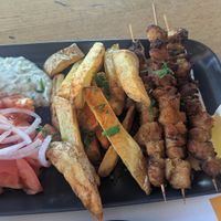 Soy skewers plate at Veganaki in Athens