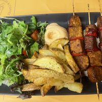 Tempeh souvlaki (soy is better)   at Veganaki in Athens