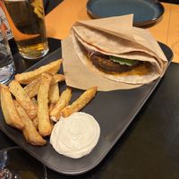 Green lentil burger  at Veganaki in Athens