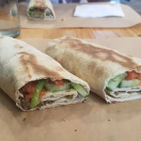 wrap with mung beans at Veganaki in Athens