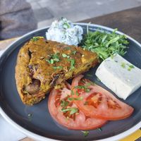 Oven-baked omelette at Veganaki in Athens