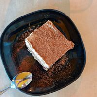 Tiramisu : Raw vegan treat made with cashews, walnuts, dates,
espresso, coconut oil, and maple syrup. at Veganaki in Athens