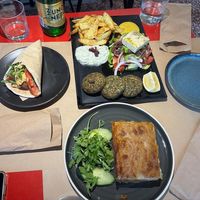Moussaka, tempeh gyros and greek veganaki special at Veganaki in Athens