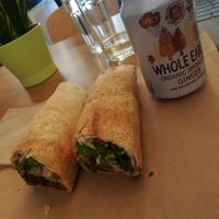 Delicious wraps and a Whole Earth ginger drink at Veganaki in Athens
