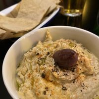 Hummus and pita at Veganaki in Athens