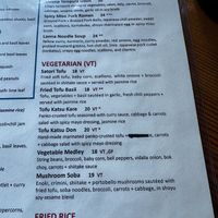 Vegetarian section  at The Mad Monkfish in Cambridge