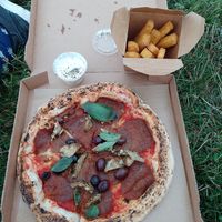 carciofi mit extra seitan + polenta frittas at La Stella Nera in Berlin