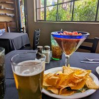 Chips and salsa with Orange Blossom beer at El Gato Azul in Prescott