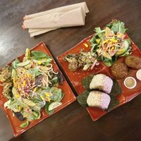Combo Plate + Udon Salad— so delicious!  at Obon Shokudo in Portland