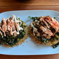 Open faced mushroom sammy- very unique!  at Obon Shokudo in Portland