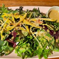 Green salad with a delicious dressing. at Obon Shokudo in Portland