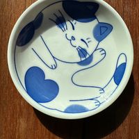 Lots of cat themed deco at Obon Shokudo in Portland