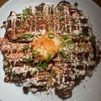 Okonomiyaki with kimchi  #Veganuary at Obon Shokudo in Portland