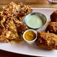 Kakiage and giant tater tots   at Obon Shokudo in Portland