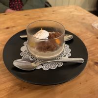 Candy Cap Mushroom Panna Cotta (tastes like maple syrup!)  at Obon Shokudo in Portland