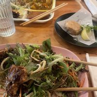 Salad curry and fried mushrooms   at Obon Shokudo in Portland