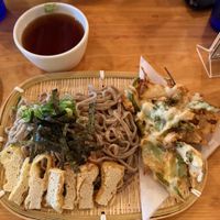 Zaru soba with broccoli rabe kakiage at Obon Shokudo in Portland