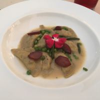 sublime spinach ravioli with peas and pear - perfect at Mater Terrae in Rome