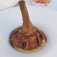 Crispy artichoke with hummus at Mater Terrae in Rome