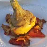 Artichoke with strawberry at Mater Terrae in Rome