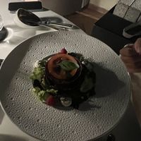 Vegan eggplant with tomatoes and vegan cream  at Mater Terrae in Rome