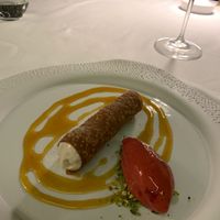 Vegan version of traditional Italian dessert cannoli  at Mater Terrae in Rome