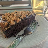 Chocolate peanut cake at Veganeats Caffe in Lisbon