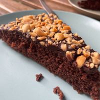 Chocolate and peanuts cake at Veganeats Caffe in Lisbon