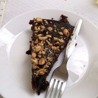 Peanut chocolate cake. at Veganeats Caffe in Lisbon