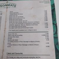 Menu at Veganeats Caffe in Lisbon