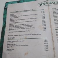 Menu for Drinks at Veganeats Caffe in Lisbon