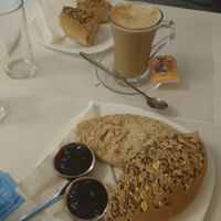 bread with coffe at Veganeats Caffe in Lisbon