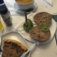Vegetable quiche, chick peas soup and avocado toasts at Veganeats Caffe in Lisbon