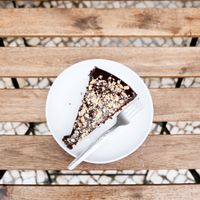 Chocolate cake at Veganeats Caffe in Lisbon