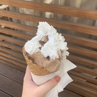 coffee ice cream with vegan whip  at N'Ice Cream Factory in Warsaw