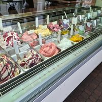 Ice cream counter at Lodziarnia Ulica Basniowa in Warsaw