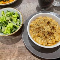Mac and cheese with a salad.   at Farmacy in West London
