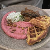 Falafel waffle   at Farmacy in West London