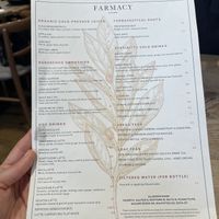 Drink menu  at Farmacy in West London