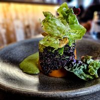 Sweet potato, avocado and crunchy quinoa causa 😋 at Farmacy in West London