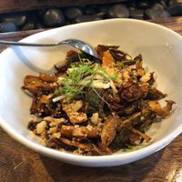 Brussels + Mushroom appetizer at Hilo Bay Cafe in Hilo