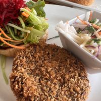 Taro quinoa burger and mushroom pot pie!!! Absolutely delicious.  at Hilo Bay Cafe in Hilo