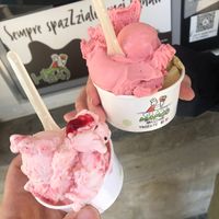 Pomegranate and Grapefruit // Raspberry + Pistachio at Gelato Marco in Trieste