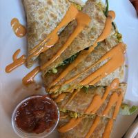 Vegan quesadilla - tasty!  at Crazy Burger in Narragansett