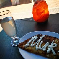 Pancake with been, mushrooms and vegan cheese at Eesti Pubi Ruuni in Tartu