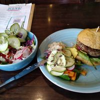 Buenos Nachos Burger with extra salad. I really enjoyed it! at Funky Jungle in Mechelen
