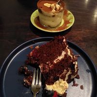 Chocolate cake and tiramisu for dessert at Funky Jungle in Mechelen