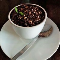 strawberries with chocolate crumble and basil  at Funky Jungle in Mechelen
