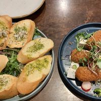 Garlic bread and loaded sweet potato croquettes at Funky Jungle in Mechelen